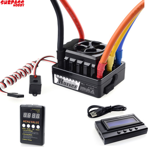 Rocket 45A 60A 80A 120A 150A ESC Brushless contrôleur de vitesse insensé avec carte de programme pour 1/8 1/10 1/12 1/20 voiture RC ► Photo 1/6