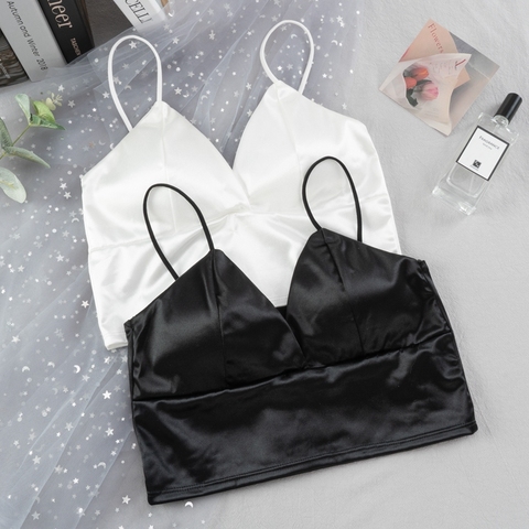 Soutien-gorge de couchage soutien-gorge Push Up haut de Lingerie Sexy haut de soutien-gorge sans fil femmes Sexy sangle soie lisse plongeant Bralette ► Photo 1/6