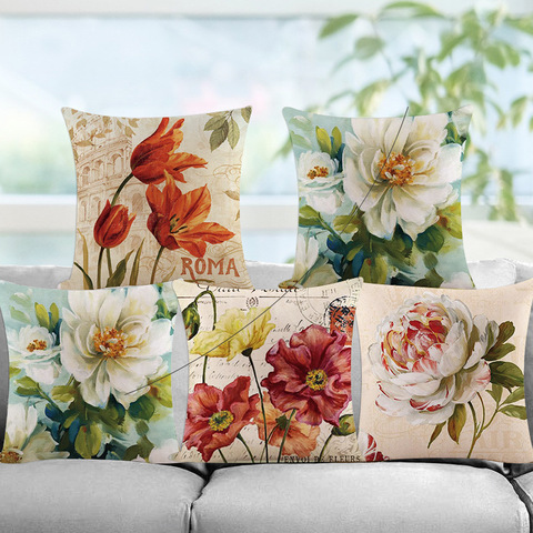 Coloré fleur housse de coussin tournesol Rose pissenlit décoratif couverture oreillers décoration taie d'oreiller pour voiture maison ► Photo 1/3