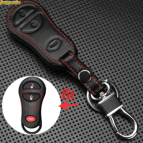 Jingyuqin 3 boutons en cuir voiture clé housse pour Chrysler Voyager PT Cruiser pour Dodge Ram Dakota Durango pour Jeep Cherokee ► Photo 1/1