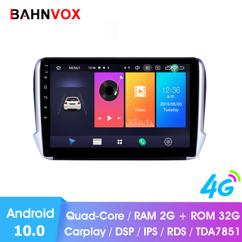 Lecteur vidéo multimédia de voiture Android 10.1 pour Peugeot 2008 208 2014 2016 Navigation de voiture GPS 2 Din DVD ► Photo 1/6