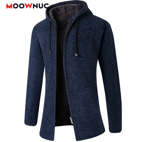 MOOWNUC – Cardigan à manches longues pour hommes, solide, à la mode, épais, décontracté, Slim, classique, garde au chaud, chapeaux, printemps-automne, 2022 ► Photo 1/6