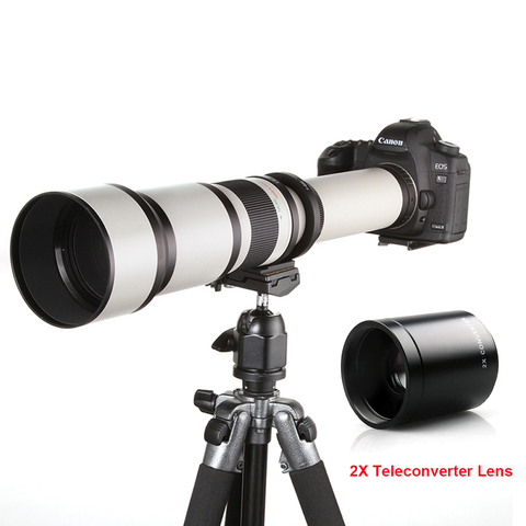 650-1300mm F8.0-16 manuel Super téléobjectif Zoom + 2X téléconvertisseur avec sac pour Canon Nikon Pentax Olympus Sony Fuji DSLR ► Photo 1/6