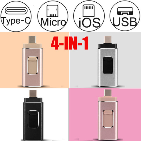 4in1 lecteur Flash 32gb 64gb 128g lecteur de stylo clé multi-mémoire otg type-c micro usb pour téléphone portable et mac clé usb et iphone 3.0 ► Photo 1/1