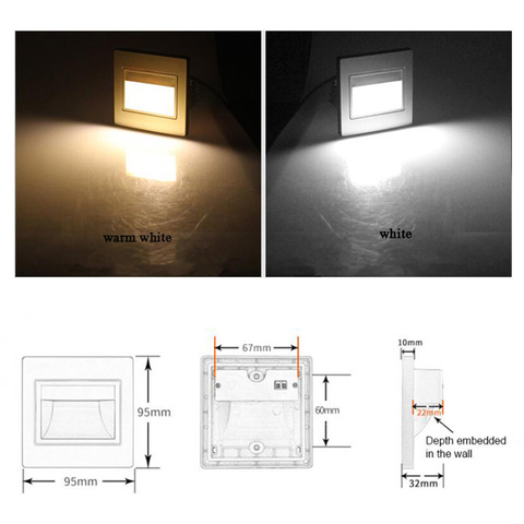 Nouveau 3W LED COB applique murale moderne LED pied escalier lumières lampe de marche Led lampe de nuit encastré avec 86 boîte argent blanc or ► Photo 1/5