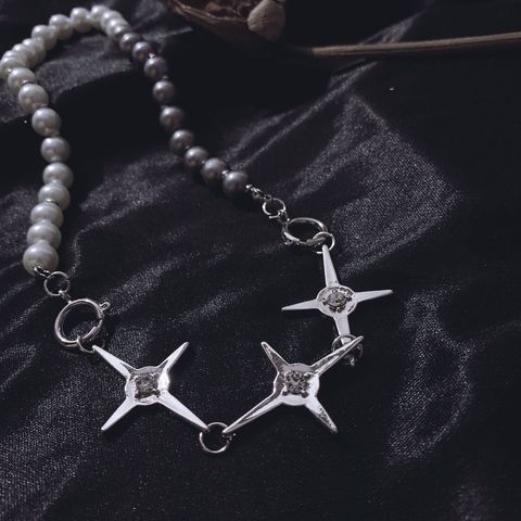 Punk Star argent couleur cristal mélange couleur perle collier ras du cou pour femmes fille à la mode élégant Chic pendentif collier Cool bijoux ► Photo 1/6