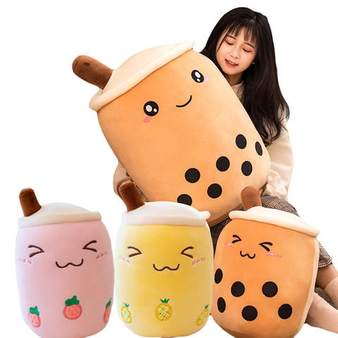 Boba thé en peluche pour tasse de thé, jouet de coussin pour boisson aux fruits en peluche, mignon, rose fraise thé au lait pour enfants ► Photo 1/6