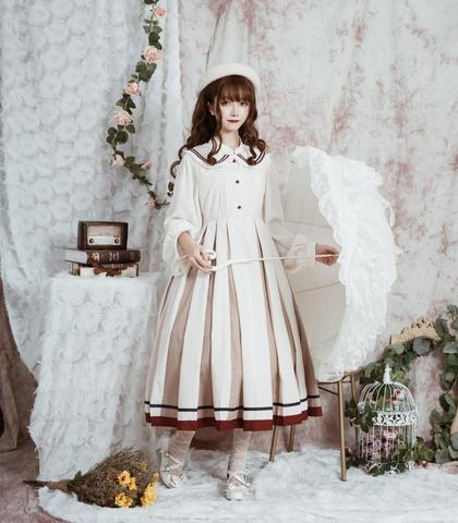 Vintage doux lolita robe col claudine falbala dentelle nœud papillon robe victorienne kawaii fille gothique lolita op/jsk loli cosplay ► Photo 1/6