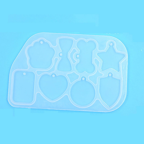 Collier à faire soi-même Tag Silicone moule étoile coeur rond arc os Rectangle formes charme moule résine pendentif faisant des étiquettes pour animaux de compagnie Silicone moule ► Photo 1/6