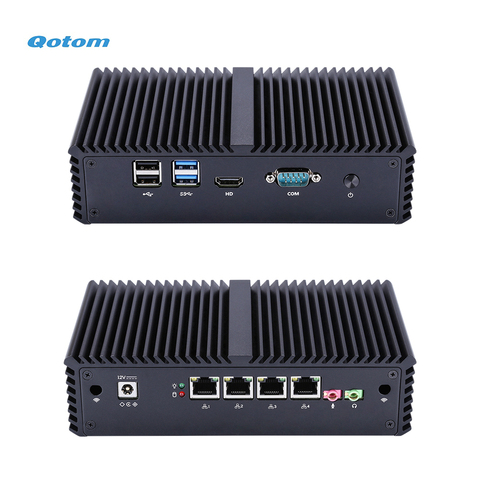 Mini PC Qotom avec processeur Core i3 i5 i7 et 4 cartes réseau Gigabit, AES-NI, RS232, routeur pare-feu Mini PC PFSense sans ventilateur ► Photo 1/6