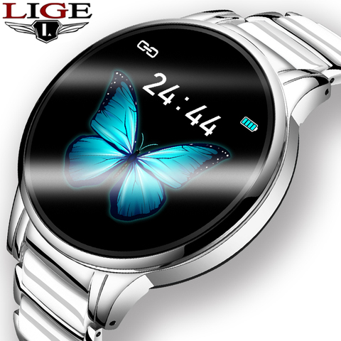 LIGE-montre connectée pour hommes femmes, moniteur de fréquence cardiaque, moniteur de sang et d'activité physique, multifonction, pour Android, bracelet en céramique, tendance ► Photo 1/6