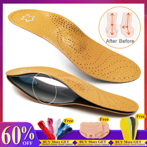 Unisexe En Cuir Premium Orthopédique Pied Plat Chaussures Semelles Haute Arch Support Orthopédique Pad pour Correction OX Jambe Santé Soins Des pieds ► Photo 1/6