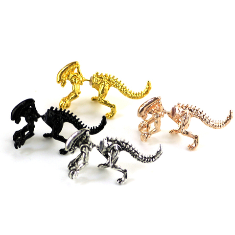 Boucles d'oreilles en forme de monstre 3D pour homme et femme, bijoux en forme de dinosaure, couleur noire, cadeau d'halloween ► Photo 1/6