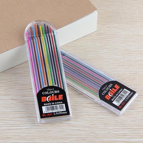 Crayon de couleur rechargeable, 1 boîte de 2mm, crayon de plomb automatique, écriture, lubrification, papeterie fournitures de bureau pour étudiants ► Photo 1/6