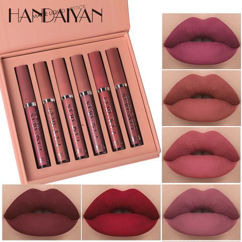 Handaiyan – rouge à lèvres velours mat liquide, 6 couleurs/ensemble, brillant à lèvres, Nude, hydratant naturel, imperméable ► Photo 1/6
