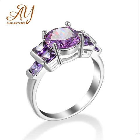 Anillos Yuzuk nouveau solide 925 en argent Sterling anneaux pour les femmes créé Pouple pierre gemme bague de fiançailles de mariage Fine bijoux ► Photo 1/1