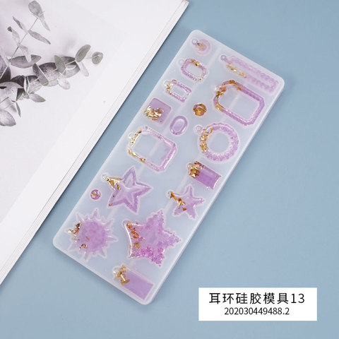 Bricolage cristal résine époxy moule pendentif dentelle boucles d'oreilles irrégulières boucle d'oreille moule auto-fait bijoux Silicone moule pour résine ► Photo 1/6