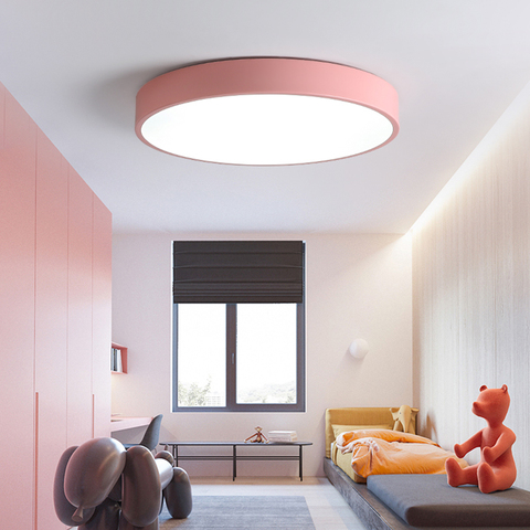 Plafonnier circulaire et coloré, design moderne ultramince, luminaire décoratif de plafond, lumière à intensité réglable, Macaron, idéal pour une chambre à coucher ou une véranda, LED ► Photo 1/6