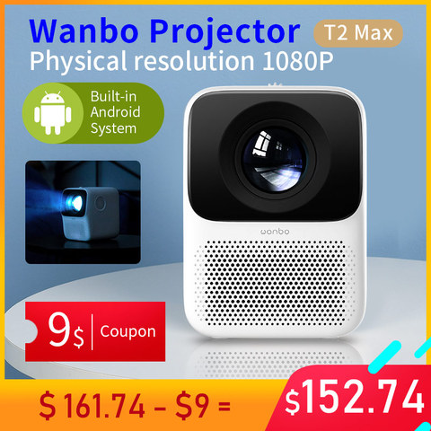 Version mondiale Wanbo T2 MAX projecteur 1080P Mini projecteur à LED Portable 1920*1080P Correction trapézoïdale verticale pour le bureau à domicile ► Photo 1/6