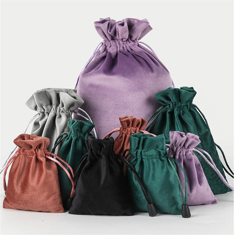 Sacs de paquet de velours sacs de cadeau de cordon d'organza pochettes d'emballage de bijoux de mariage ► Photo 1/6