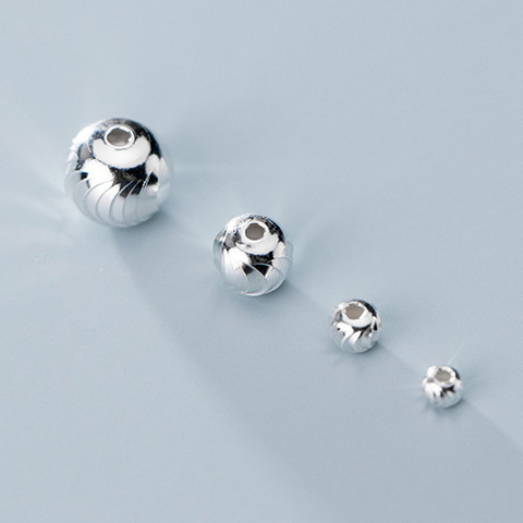 Perles rondes en argent Sterling 925, 1 paquet, perles rondes à courbe libre de 3mm 4mm 6mm 8mm, breloques en argent pour bricolage, résultats de bijoux, cadeau ► Photo 1/4