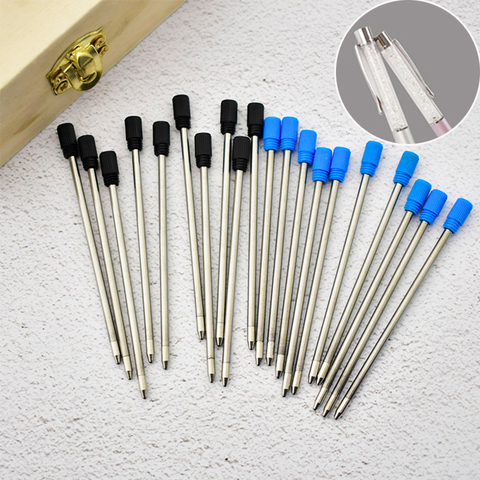 20 pcs/lot métal stylo recharge pour cristal diamant stylo à bille étudiant stylo tige cartouche noyau noir bleu couleur 7cm longueur ► Photo 1/6