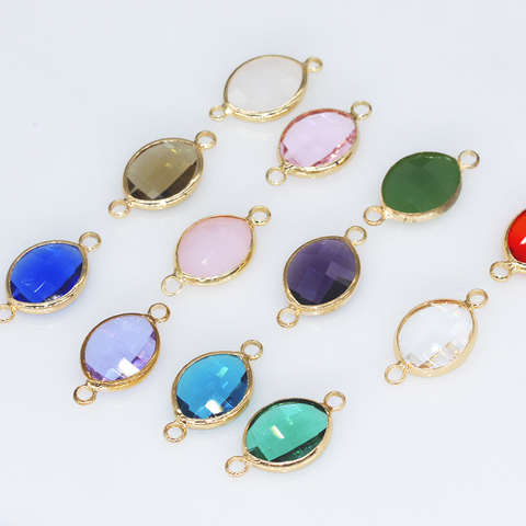 Pendentifs à facettes en forme de feuille, breloque en verre pendentifs en cristal, connecteurs boucles d'oreilles, fabrication de bijoux, perles à 2 boucles 12p 10x14mm ► Photo 1/5