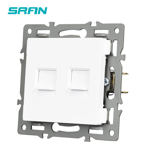 SRAN – module avec 2 prises RJ45, 45mm x 45mm, avec plaque en fer et griffe de fer, adapté aux panneaux de série SRAN F de 82mm, double interface internet ► Photo 1/4