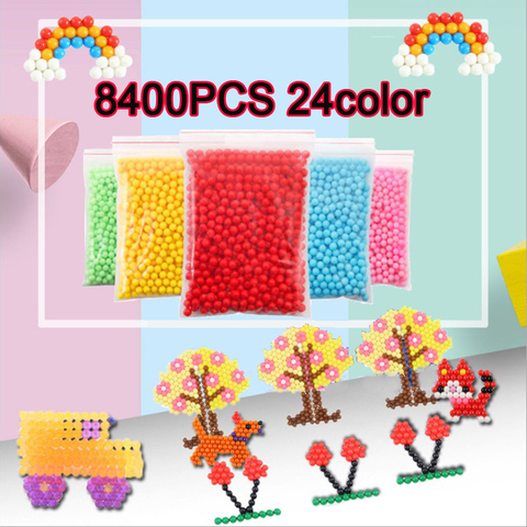 Yantjouet 8400 pièces eau magique perles collantes 350 pièces/couleur enfants perles 24 couleurs cristal couleur Puzzle Aqua pour enfants cadeau jouets ► Photo 1/6