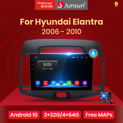 Junsun V1 Android 10.0 AI commande vocale 4G DSP autoradio Multimidia lecteur vidéo GPS pour Hyundai Elantra HD 2006-2011 no 2 din ► Photo 1/6