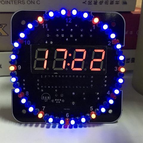 Kit électronique de bricolage avec horloge led, tube rond numérique DS1302, capteur de lumière, contrôle de la température, kit de construction avec étui ► Photo 1/6