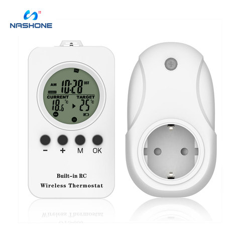 Nashone Thermostat 220v régulateur de température prise de chauffage minuterie, LCD télécommande sans fil réglable chauffage refroidissement ► Photo 1/6