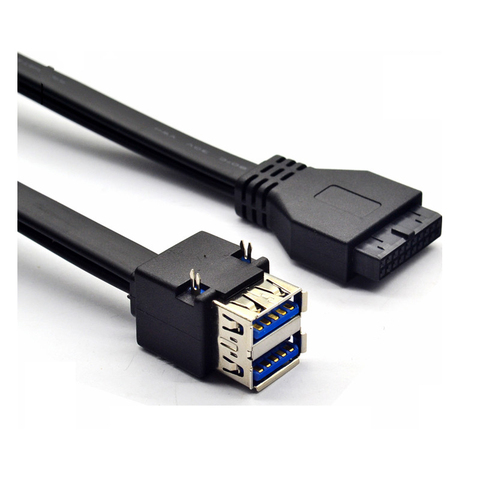 19Pin/20Pin Female Header to Dual USB3.0 Desktop Front Motherboard Panel Mount Cable with Fixed Feet 50cm ► Photo 1/3