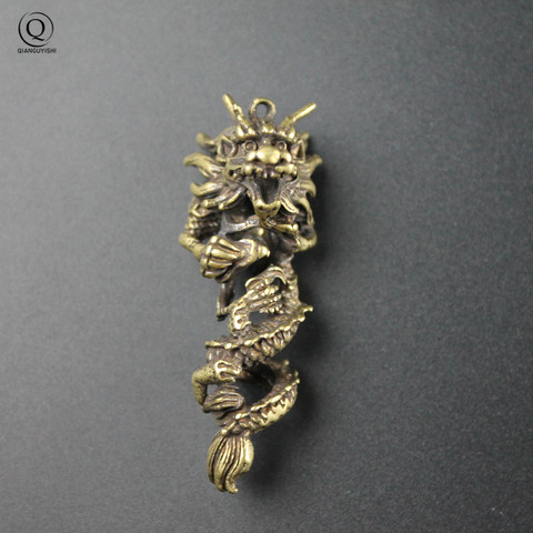Archaize – porte-clés Dragon en cuivre, pendentif en laiton, métal, Vintage, Animal du zodiaque chinois, breloque de voiture, cadeaux faits à la main ► Photo 1/6