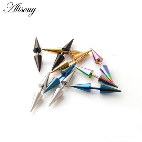 Boucles d'oreilles pour hommes et femmes, à la mode, Punk Rock classique, Rivet, cône, pointe en acier inoxydable 316L, clous d'oreilles, Piercing, bijoux corporels, 2 pièces ► Photo 1/6