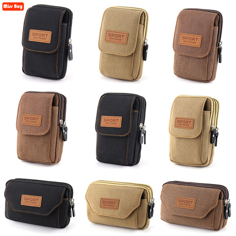 Sac universel de téléphone portable de toile pour Samsung/iPhone/Huawei/HTC/LG/Xiaomi étui de portefeuille sac de ceinture pochette de téléphone portable sac à main de poche ► Photo 1/6