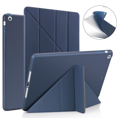 Pour Ipad Air 2/Air 1 étui intelligent 5 formes support Ultra mince couverture en cuir PU étui pour Ipad souple en silicone 5/6 sommeil/réveil automatique ► Photo 1/6