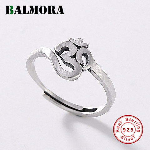 BALMORA 925 argent Sterling bouddhisme écriture ouvert empilage anneaux pour femmes hommes Vintage déclaration mode bijoux Anillos ► Photo 1/6