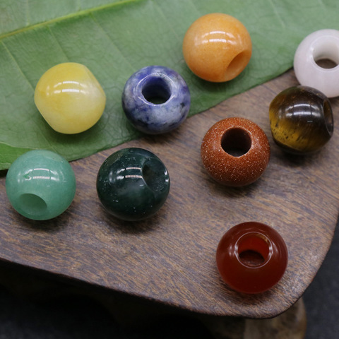 Grandes perles à trous de 12mm, pierres naturelles semi-précieuses, 11 couleurs, pour choisir la taille du trou, environ 5mm, accessoires manuels, vente en gros, bricolage, 5 pièces ► Photo 1/6