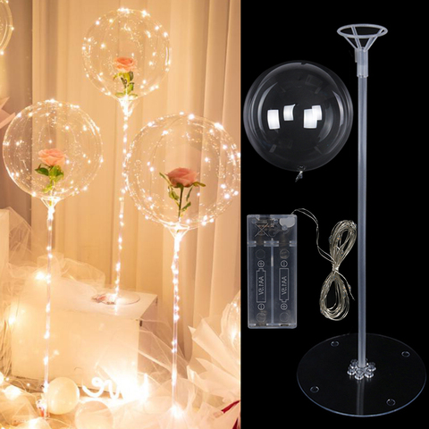 35cm/70cm en plastique ballon support ballons LED décor bobo ballon bâton support avec batterie lumières pour lueur fête mariage noël ► Photo 1/6