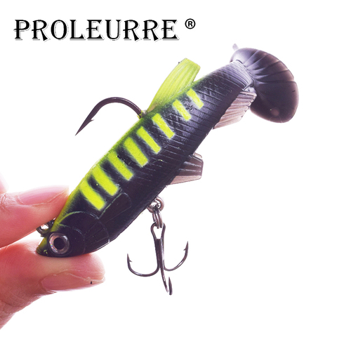 1 pièces lueur leurre souple Jig Wobblers appâts artificiels Silicone leurre de pêche 75mm 11.5g bar de mer carpe pêche plomb matériel de pêche ► Photo 1/6