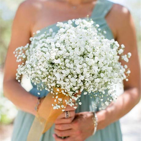 Bouquet de fleurs Gypsophila artificielles, 52cm, pour un mariage et un anniversaire, fausses fleurs blanches, pour un jardin, pour la maison ► Photo 1/6