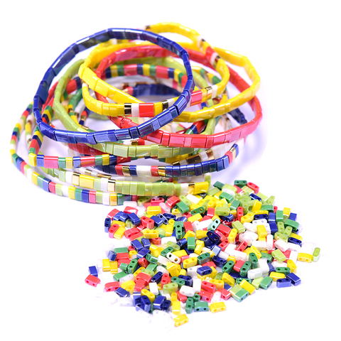 2 trous 5/0.25X5 carré et demi Miyuki Tila perles de verre pour l'artisanat pour bijoux à bricoler soi-même Bracelets collier faisant 5 grammes/lot ► Photo 1/1