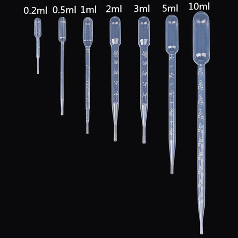 10 pièces 0.2 / 0.5 / 1/2/3/5 / 10ML Pipette de laboratoire en plastique jetable gradué conteneur liquide compte-gouttes équipement paille ► Photo 1/6