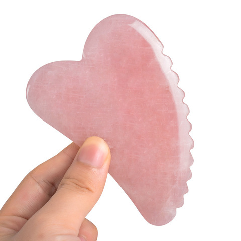 Jade naturel Gua Sha conseil grattoir Massage Quartz Rose Jade Guasha pierre pour menton cou Lifting rides dissolvant soins de beauté ► Photo 1/6