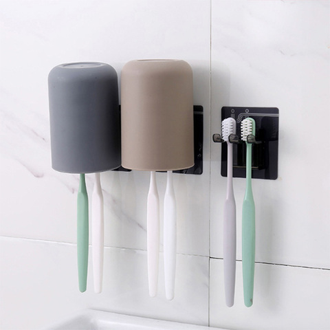 Porte-gobelet mural de rangement pour brosse à dents, accessoire créatif Simple de rangement pour gobelets en salle de bain, porte-brosse à dents ► Photo 1/6