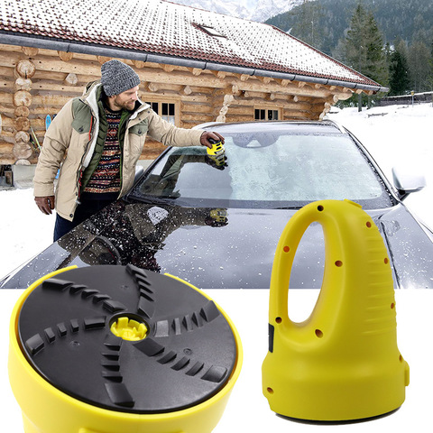 Voiture grattoir à glace électrique chauffé déneigement pare-brise verre dégivrage outils propres Auto voiture fenêtre grattoir à glace jaune ► Photo 1/6