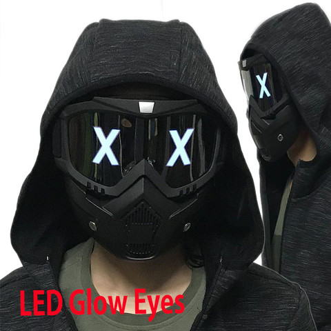 Masque à LED pour Halloween, demi-visage X yeux brillants, bricolage, masque, lumières, fête DJ, Cosplay, accessoire cadeau ► Photo 1/6