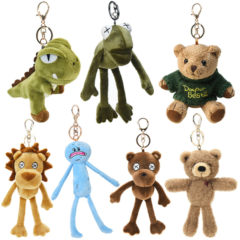 Mignon dessin animé Animal en peluche jouet porte-clés sac à dos porte-clés longue jambe grenouille ours Lion pain chien ours en peluche Expression poupée cadeau mignon ► Photo 1/6