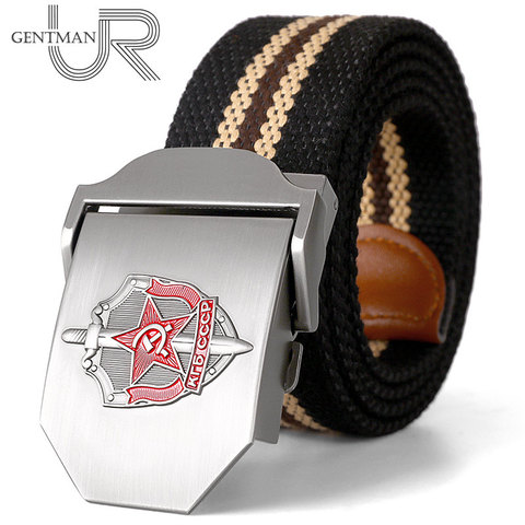 Ceinture 3D de haute qualité pour hommes et femmes, en toile KGB, bouclier militaire et épée CCCP, ceinture tactique pour Jeans de luxe, nouvelle collection ► Photo 1/6